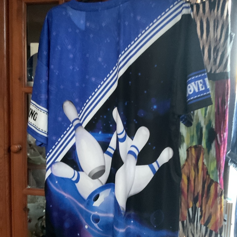 Love Riche Blue and Black Bowling Graphic Tee